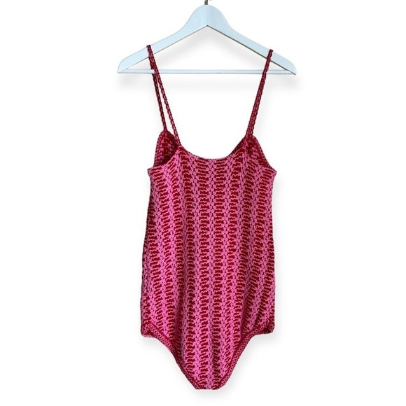 ZARA Bloggers Fav Textured Knit Bodysuit Bloggers Favorite Size L Pink & Red NEW - Picture 3 of 6